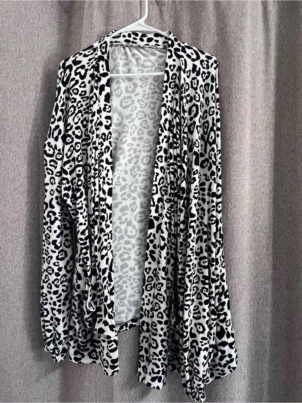 Black & White Leopard Print Open Cardigan Sweater